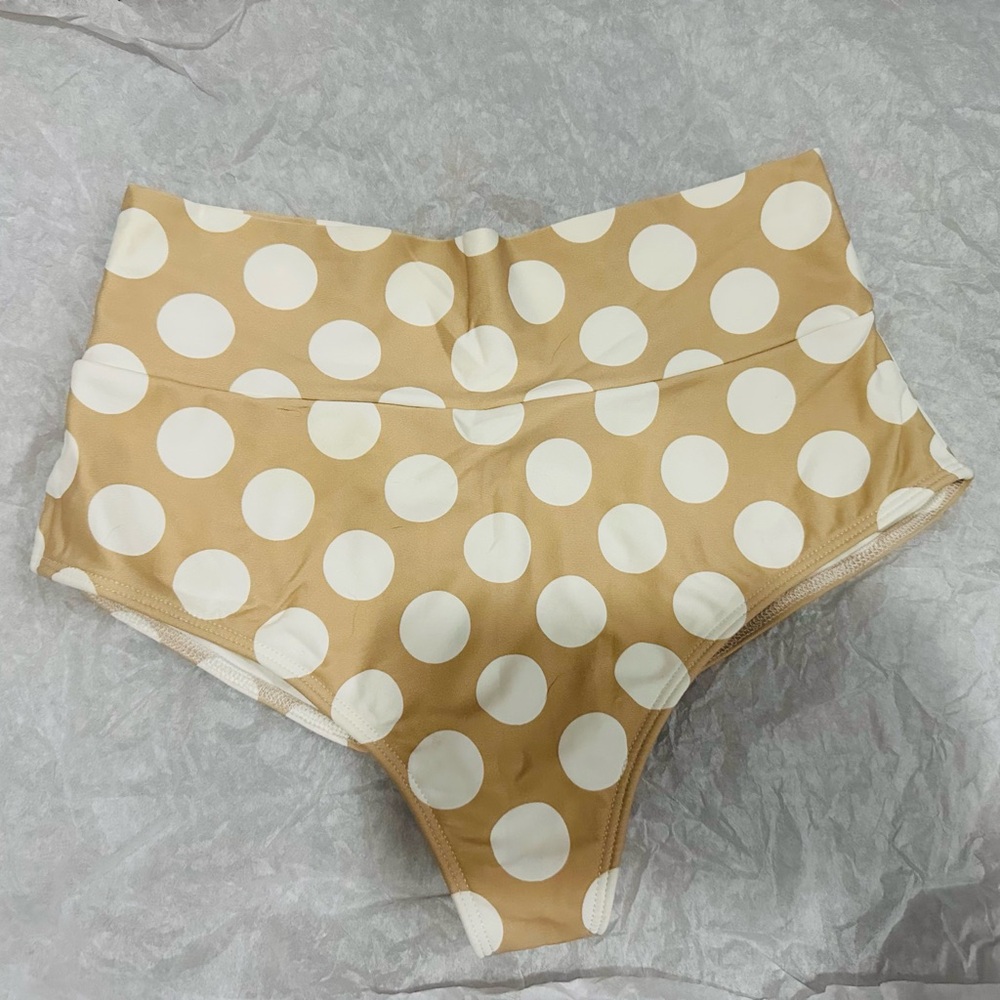 🤎Montce Tan and White Polka Dot Bikini Bottoms🤎